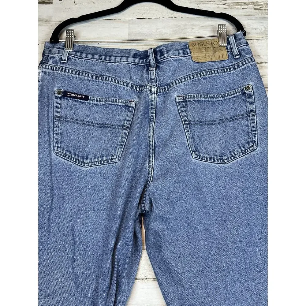 Vintage Bugle Boy Jeans Men 38x32 (36x30) Light Wash 90s Straight Leg Denim